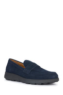 Geox Men's Navy Blue Spherica Ec10 Suede Leather Casual Loafer | Derimod Geox Men's Navy Blue Spherica Ec10 Suede Leather Casual Loafer | Derimod