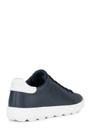 Geox Men's Navy Blue Spherica Ecub-1 Lace-up Leather Sneaker | Derimod Geox Men's Navy Blue Spherica Ecub-1 Lace-up Leather Sneaker | Derimod