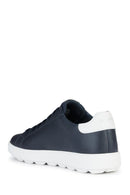 Geox Men's Navy Blue Spherica Ecub-1 Lace-up Leather Sneaker | Derimod Geox Men's Navy Blue Spherica Ecub-1 Lace-up Leather Sneaker | Derimod