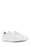 Geox Men's White Spherica Ecub Lace-Up Leather Sneaker | Derimod Geox Men's White Spherica Ecub Lace-Up Leather Sneaker | Derimod