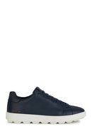 Geox Men's Navy Blue Spherica Ecub-1 Lace-Up Leather Sneaker | Derimod Geox Men's Navy Blue Spherica Ecub-1 Lace-Up Leather Sneaker | Derimod