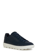 Geox Men's Navy Blue Spherica Ecub-1 Lace-Up Leather Sneaker | Derimod Geox Men's Navy Blue Spherica Ecub-1 Lace-Up Leather Sneaker | Derimod