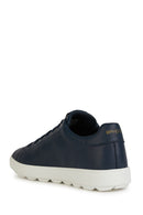 Geox Men's Navy Blue Spherica Ecub-1 Lace-Up Leather Sneaker | Derimod Geox Men's Navy Blue Spherica Ecub-1 Lace-Up Leather Sneaker | Derimod