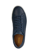 Geox Men's Navy Blue Spherica Ecub-1 Lace-Up Leather Sneaker | Derimod Geox Men's Navy Blue Spherica Ecub-1 Lace-Up Leather Sneaker | Derimod