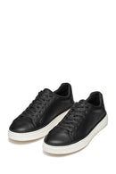 Geox Men's Black Zackerty Lace-Up Leather Sneakers | Derimod Geox Men's Black Zackerty Lace-Up Leather Sneakers | Derimod