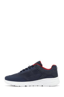 Geox Men Navy Blue Thick-Soled Lace-Up Fabric Sneaker | Derimod Geox Men Navy Blue Thick-Soled Lace-Up Fabric Sneaker | Derimod