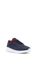 Geox Men Navy Blue Thick-Soled Lace-Up Fabric Sneaker | Derimod Geox Men Navy Blue Thick-Soled Lace-Up Fabric Sneaker | Derimod