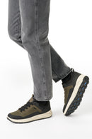 Geox Men Khaki U Spherica 4X4 B Abx A - Text+ Lace-Up Thick-Soled Fabric Sneaker | Derimod Geox Men Khaki U Spherica 4X4 B Abx A - Text+ Lace-Up Thick-Soled Fabric Sneaker | Derimod