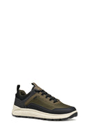 Geox Men Khaki U Spherica 4X4 B Abx A - Text+ Lace-Up Thick-Soled Fabric Sneaker | Derimod Geox Men Khaki U Spherica 4X4 B Abx A - Text+ Lace-Up Thick-Soled Fabric Sneaker | Derimod