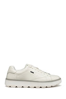 Geox Men White U Spherica Ecub-1.1 B Abx Lace-up Leather Sneaker | Derimod Geox Men White U Spherica Ecub-1.1 B Abx Lace-up Leather Sneaker | Derimod