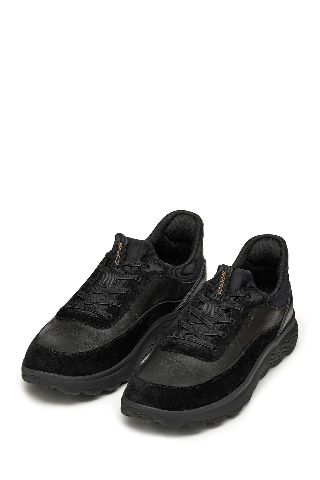 Geox Erkek Siyah U Spherıca Plus A - Nappa+Sued Bağcıklı Kalın Tabanlı Süet Sneaker