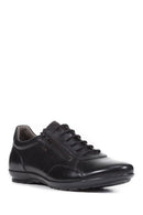 Geox Men's Black Symbol Lace-Up Leather Casual Shoes | Derimod Geox Men's Black Symbol Lace-Up Leather Casual Shoes | Derimod