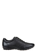 Geox Men's Black Symbol Lace-Up Leather Casual Shoes | Derimod Geox Men's Black Symbol Lace-Up Leather Casual Shoes | Derimod