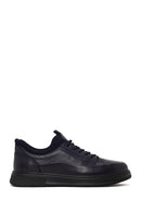 Erkek Lacivert Bağcıklı Deri Sneaker | Derimod Erkek Lacivert Bağcıklı Deri Sneaker | Derimod