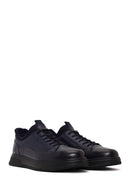 Erkek Lacivert Bağcıklı Deri Sneaker | Derimod Erkek Lacivert Bağcıklı Deri Sneaker | Derimod