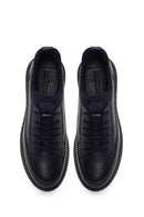 Erkek Lacivert Bağcıklı Deri Sneaker | Derimod Erkek Lacivert Bağcıklı Deri Sneaker | Derimod