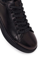 Derimod Fly Erkek Siyah Bağcıklı Kalın Tabanlı Deri Sneaker | Derimod Derimod Fly Erkek Siyah Bağcıklı Kalın Tabanlı Deri Sneaker | Derimod