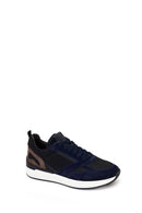 Erkek Lacivert Bağcıklı Kalın Tabanlı Deri Casual Sneaker | Derimod Erkek Lacivert Bağcıklı Kalın Tabanlı Deri Casual Sneaker | Derimod
