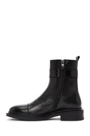 Women's Black Zippered Leather Boots | Derimod Women's Black Zippered Leather Boots | Derimod