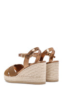Women's Bronze Ankle Strap Metallic Wedge Heel Espadrilles | Derimod Women's Bronze Ankle Strap Metallic Wedge Heel Espadrilles | Derimod