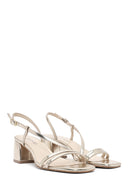 Women's Gold Ankle Buckle Low Heel Metallic Sandals | Derimod Women's Gold Ankle Buckle Low Heel Metallic Sandals | Derimod