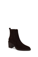 Woman Brown Zip Closure Chunky Heeled Suede Boots | Derimod Woman Brown Zip Closure Chunky Heeled Suede Boots | Derimod