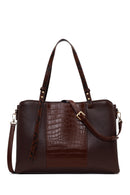 Woman Brown Long-Strap Patterned Shoulder Bag | Derimod Woman Brown Long-Strap Patterned Shoulder Bag | Derimod