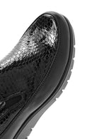 Women's Black Leather Wedge Heeled Comfort Shoes | Derimod Women's Black Leather Wedge Heeled Comfort Shoes | Derimod