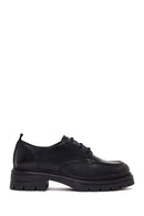 Woman Black Lace-Up Thick-Soled Leather Masculine Shoes | Derimod Woman Black Lace-Up Thick-Soled Leather Masculine Shoes | Derimod