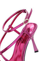 Women's Pink Ankle Strap High Heel Metallic Sandals | Derimod Women's Pink Ankle Strap High Heel Metallic Sandals | Derimod