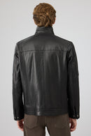 Mateo Men's Black Leather Jacket | Derimod Mateo Men's Black Leather Jacket | Derimod