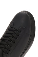 Men's Black Lace-up Thick-Sole Leather Sneaker | Derimod Men's Black Lace-up Thick-Sole Leather Sneaker | Derimod