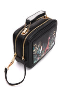 Women's Black Long Strap Printed Shoulder Bag | Derimod Women's Black Long Strap Printed Shoulder Bag | Derimod