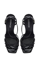 Women's Black Ankle Strap Thin High Heel Patent Leather Sandals | Derimod Women's Black Ankle Strap Thin High Heel Patent Leather Sandals | Derimod