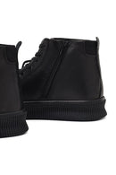 Male Black Lace-Up Zip Closure Leather Sport Boots | Derimod Male Black Lace-Up Zip Closure Leather Sport Boots | Derimod