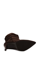 Woman Brown Thin-Heeled Suede Boots | Derimod Woman Brown Thin-Heeled Suede Boots | Derimod