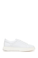 Male White Lace-Up Thick-Soled Leather Sneaker | Derimod Male White Lace-Up Thick-Soled Leather Sneaker | Derimod