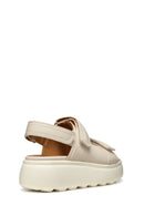 Geox Kadın Krem D Spherica Ec4.1 S A - Nappa Bantlı Deri Sandalet | Derimod Geox Kadın Krem D Spherica Ec4.1 S A - Nappa Bantlı Deri Sandalet | Derimod