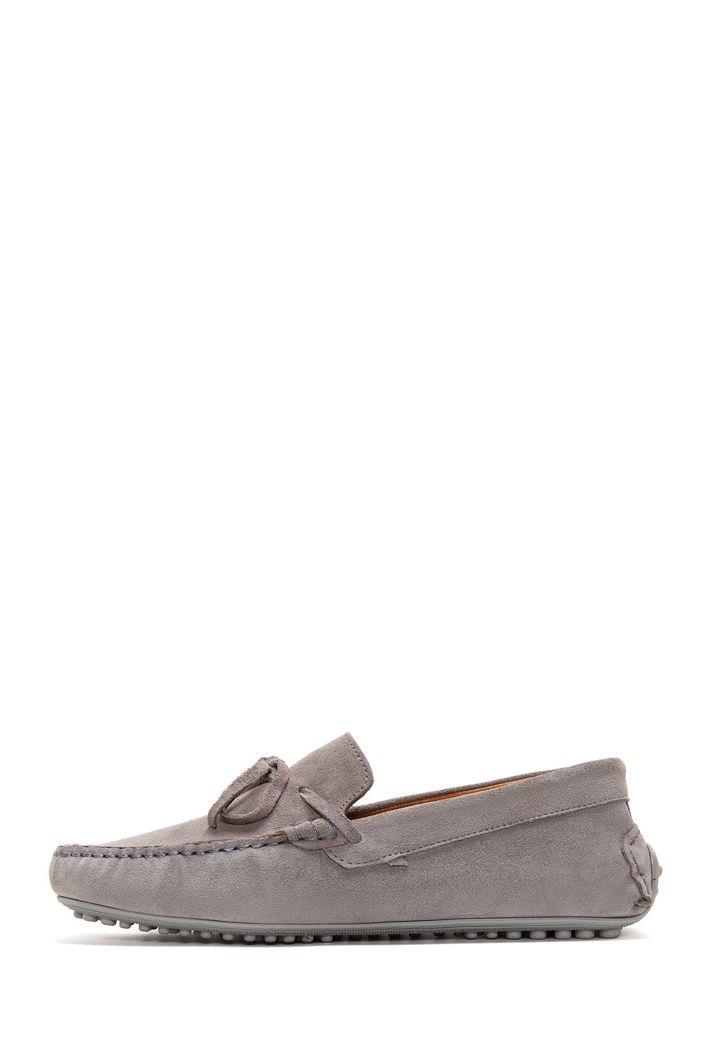 Erkek Gri Süet Deri Casual Loafer