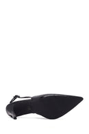 Woman Black Crocodile-Embossed Open-Back Stiletto High Heel | Derimod Woman Black Crocodile-Embossed Open-Back Stiletto High Heel | Derimod