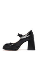Women's Black Buckled High Thick Heel Leather Mary Jane Shoes | Derimod Women's Black Buckled High Thick Heel Leather Mary Jane Shoes | Derimod