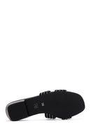 Women's Black Stone Slippers | Derimod Women's Black Stone Slippers | Derimod
