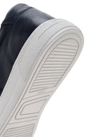 Men's Navy Blue Lace-Up Leather Sneaker | Derimod Men's Navy Blue Lace-Up Leather Sneaker | Derimod