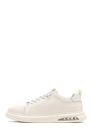 Male White Lace-Up Leather Sneaker | Derimod Male White Lace-Up Leather Sneaker | Derimod