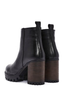 Women's Black Zippered Thick Heeled Leather Boots | Derimod Women's Black Zippered Thick Heeled Leather Boots | Derimod