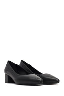 Derimod Flex Woman Black Thick-Heeled Leather Shoes | Derimod Derimod Flex Woman Black Thick-Heeled Leather Shoes | Derimod