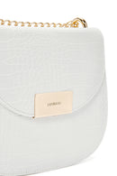 Women's White Long Chain Strap Crocodile Patterned Shoulder Bag | Derimod Women's White Long Chain Strap Crocodile Patterned Shoulder Bag | Derimod
