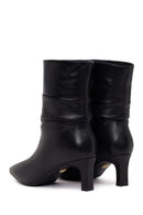 Woman Black Short Heeled Leather Boots | Derimod Woman Black Short Heeled Leather Boots | Derimod