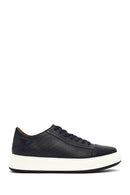 Erkek Lacivert Bağcıklı Kalın Tabanlı Deri Sneaker | Derimod Erkek Lacivert Bağcıklı Kalın Tabanlı Deri Sneaker | Derimod