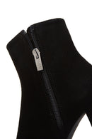 Women's Black Suede Leather Heeled Boots | Derimod Women's Black Suede Leather Heeled Boots | Derimod
